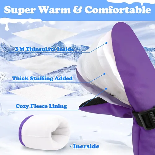 Miniatura 3 de Sarfel Manoplas para niños pequeños, guantes impermeables de nieve y esquí para niños, guantes de invierno para bebés con Thinsulate