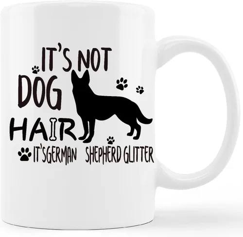 kunlisa Divertida taza de pastor alemán, taza de cerámica con purpurina de pastor alemán, 11 onzas, regalos para amantes de los perros, mujeres,