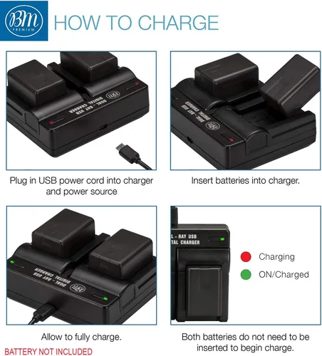 Miniatura 3 de BM Premium Cargador de batería dual USB VW-VBK180, VW-VBK360, VBT190, VBT380 para videocámaras Panasonic