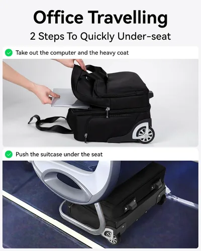 Miniatura 4 de LUGGEX negro (Carry On Underseat Luggage Black Bagage), Negro -, Equipaje debajo del asiento con ruedas