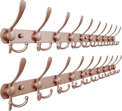 Miniatura 16 de Dseap - Perchero para pared, 5 ganchos triples, resistente, acero inoxidable, riel de gancho de metal para abrigos, sombreros, toallas, bolsos