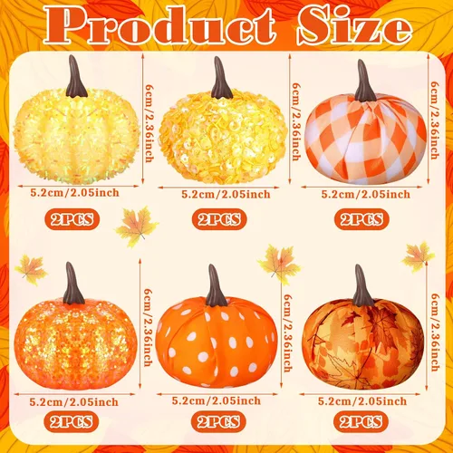 Miniatura 3 de Libima 12 piezas de adornos de árbol de calabaza de Acción de Gracias, decoración de árbol de otoño, decoración de mini bola de calabaza, adornos