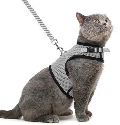 Miniatura 16 de PUPTECK Juego de arnés y correa de malla suave para gatos, arnés acolchado para mascotas, a prueba de escape, para gatos, perros pequeños, conejos
