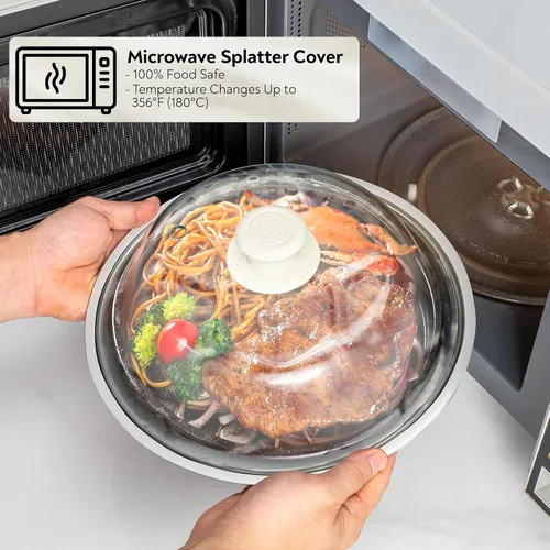 Miniatura 6 de OEC Cubierta de vidrio templado para salpicaduras de microondas, 10 pulgadas (diámetro interior de 8.7 pulgadas), resistente al calor, tapa