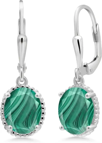 Miniatura 78 de Gem Stone King Aretes colgantes de gota para mujer, plata de ley 925, piedra natal ovalada de 0.354 x 0.276 in, joyería fina, regalos para ella