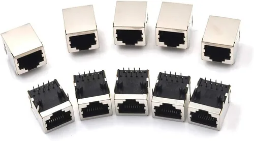 Treedix 10 unids/set red Ethernet blindado RJ45 8P8C solo puerto de red 8P 8C hembra conectores de zócalo 8pin para PCB