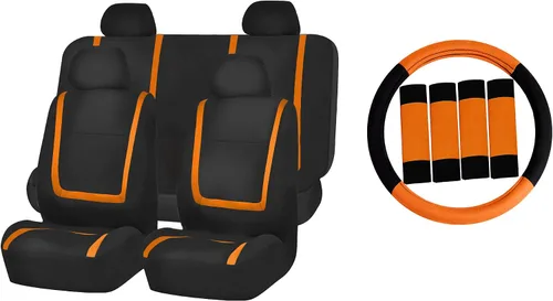 Miniatura 10 de FH GROUP FH-FB032114 fundas de asientos de automóvil de tela lisa exclusivas con funda de volante FH GROUP FH2033 y almohadillas de cinturón