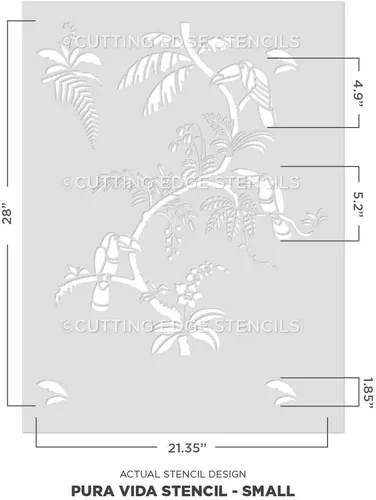 Miniatura 4 de Cutting Edge Stencils - Plantilla de pared Pura Vida – Plantilla tropical para pintar paredes – Plantillas para decoración fácil – Plantilla