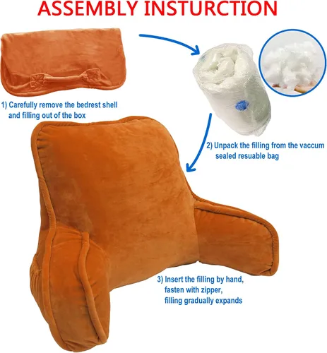 Miniatura 2 de Almohada aterciopelada súper suave para respaldo de lectura, brazos y bolsillos, de 18 pulgadas de alto para sentarse en la cama, sofá, cojín