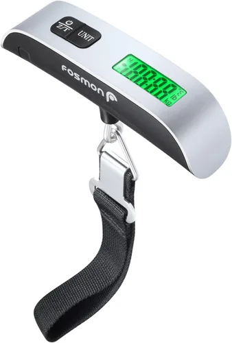 Miniatura 9 de Fosmon Báscula digital de equipaje (paquete de 2), pantalla LCD de retroiluminación de temperatura, báscula de equipaje con capacidad de 110 libras