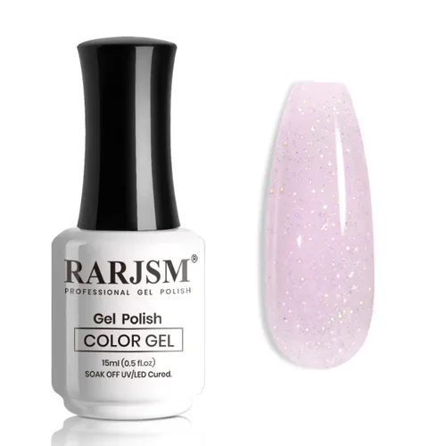 Miniatura 21 de RARJSM Esmalte de Uñas en Gel Rosa con Purpurina Nude, Rosa Brillante con Pigmento Dorado Brillante, Esmalte de Uñas en Gel Gelatinoso Transparente