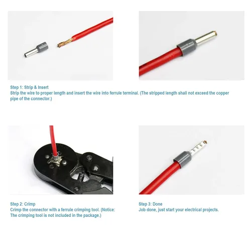 Miniatura 4 de Fidioto AWG12 Casquillos de Alambre Terminales, juego de 250 piezas AWG12 Conector de Terminal de Alambre con Pin Aislado para Terminales de Punta
