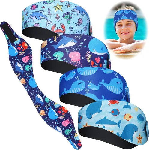 Miniatura 8 de 4 diademas de natación para natación, banda ajustable para la oreja para mantener el agua fuera, protección para los oídos para niños y adultos