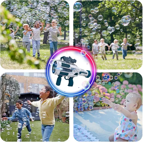 Miniatura 2 de Pistola de burbujas automática Gatling, que produce miles de burbujas por minuto, adecuada para niños y adultos y perfecta para fiestas