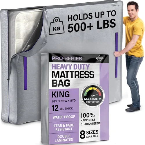 Miniatura 9 de Protector de colchón Full XL para mudanza y almacenamiento, resistente 10 mil de grosor, impermeable, para mudanzas, cremallera y 8 asas