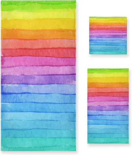 Miniatura 13 de ALAZA Hermoso juego de 3 toallas de baño decorativas de lujo, 1 toalla de baño, 1 toalla de mano, 1 toallita para la cara, suave, multiusos