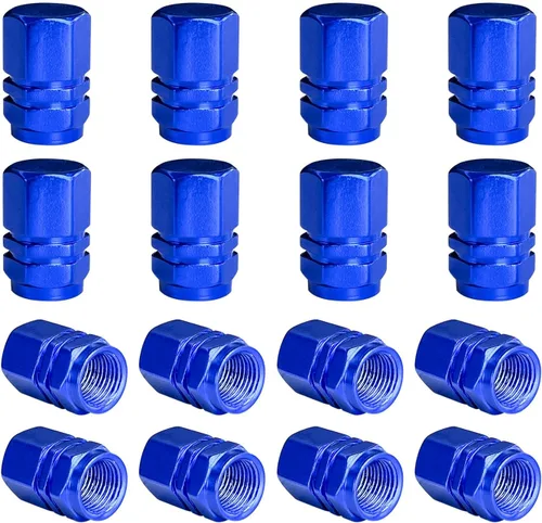 Miniatura 8 de Kewucn 16 piezas de tapas de vástago de válvula de neumático para coche, cubiertas de aire de aluminio con anillo de goma, cubiertas herméticas
