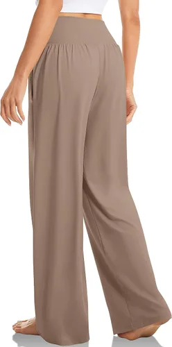 Miniatura 2 de TARSE Pantalones holgados casuales de pierna ancha para mujer, pantalones de yoga, cómodos, cruzados, de cintura alta, pantalones de pijama