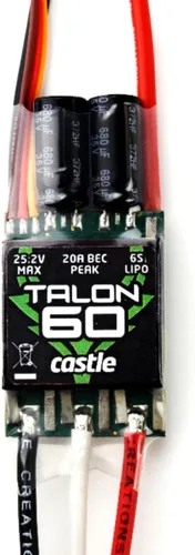 Castle Creations Talon 60 60-Amp 6S MAX Heavy Duty BEC 010016300 CSE010016300 Control de velocidad Aeronave
