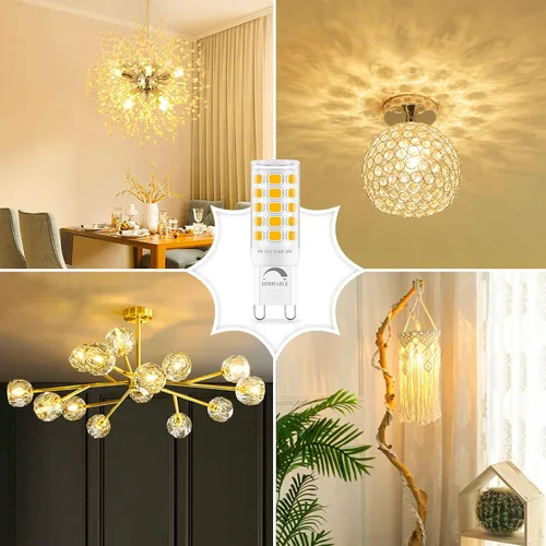 Miniatura 6 de Bombilla LED G9 regulable de 2700 K blanco cálido suave, paquete de 6, T4 G9 de 4 W de reemplazo para 40 vatios de halógeno, base cerámica de doble