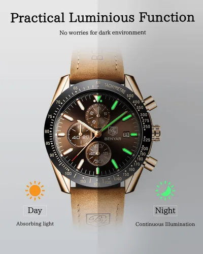 Miniatura 5 de Relojes para hombre, cronógrafo analógico de cuarzo, 30M, resistente al agua, luminoso, de cara grande, relojes para hombre, negocios, trabajo