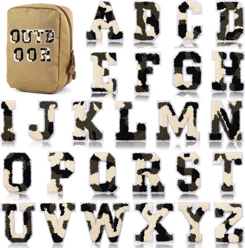 Miniatura 11 de Parche de letras de chenilla para planchar, parche de letras universitarias de felpilla para planchar, 26 parches del alfabeto universitario de la A