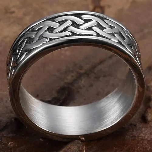 Miniatura 4 de Jude Jewelers Anillo de boda de acero inoxidable de 0.315in estilo vintage con nudo celta, Metal, Zirconia cúbica