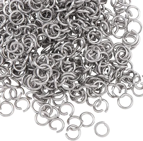 Miniatura 18 de DanLingJewelry 1000 anillos de salto abiertos de acero inoxidable 304 calibre 17 de 0.394 in para hacer joyas, conectores de joyería, encontrar