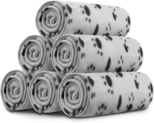 Miniatura 15 de Comsmart Mantas para perros pequeños, paquete de 6 mantas para cachorros, lindas mantas para mascotas con estampado de patas para perro, cachorro