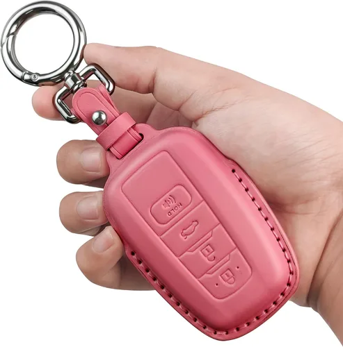Miniatura 10 de Tukellen Funda para llavero Toyota de piel auténtica con llavero, protector de cuero compatible con Rav4 2019-2025 2020-2022 Highlander Corolla Negro