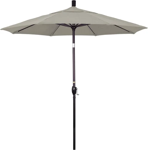 Miniatura 11 de California Umbrella Sombrilla redonda de aluminio de 7.5 pies, manivela elevadora, botón de inclinación, poste de bronce, Sunbrella Air Blue