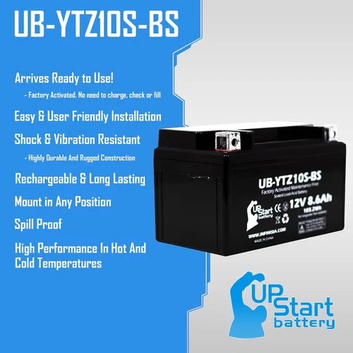 Miniatura 5 de Reemplazo para Yamaha FZ8 800CC 2012 activado de fábrica, sin mantenimiento, batería de motocicleta - 12V, 8.6Ah, UB-YTZ10S-BS