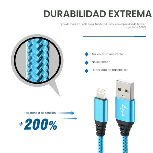 Miniatura 4 de Paquete de 5 cargadores para iPhone, 10 pies, con certificación MFi de Apple, cable Lightning de carga rápida, de nailon trenzado, USB-A a