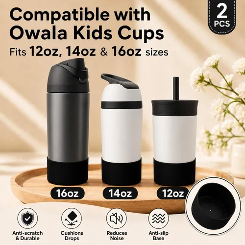 Miniatura 2 de 2 botas protectoras de silicona compatibles con Owala Kids de 16 onzas y 14 onzas, accesorios para 12 onzas, antideslizantes, resistentes a