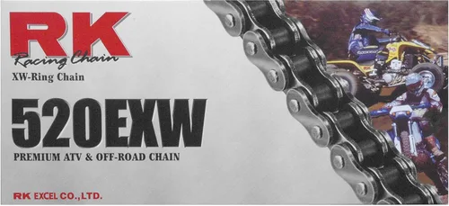 Miniatura 11 de RK Racing Chain 520EXW-66 (Serie 520) Cadena de acero de 66 eslabones de rendimiento extremo para todoterreno y ATV con anillo XW y eslabón