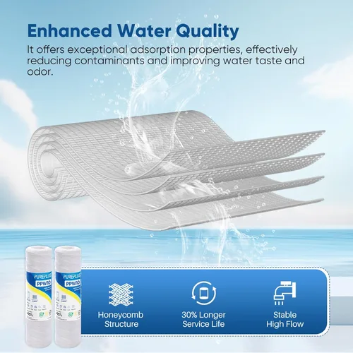 Miniatura 5 de PUREPLUS Filtro de sedimentos para heridas de cuerda para toda la casa de 5 micrones de 10 x 2.5 pulgadas para agua de pozo, cartucho de repuesto