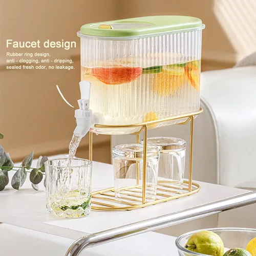 Miniatura 7 de Dispensador de bebidas de 3.5L/1 galón, hervidor frío con grifo, dispensador de jarra de agua duradero de plástico para refrigerador, cubo