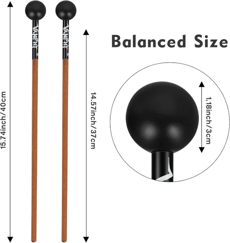 Miniatura 2 de Timbal, mazo de lana de fieltro de tambor, mango de arce, instrumento de percusión, accesorios para marimba, xilófono, glockenspiel, ideal