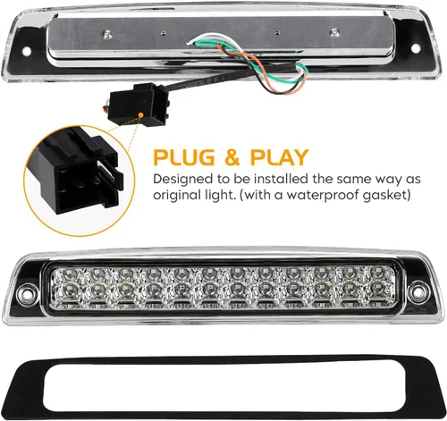 Miniatura 6 de Conjunto de luz trasera LED + tercera luz de freno para Dodge Ram 1500 1994-2001, para Dodge Ram 2500 3500 1994-2002, luces traseras y luz de freno