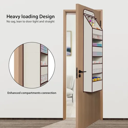 Miniatura 2 de Univivi Organizador para colgar sobre la puerta con 5 estantes de tela, organizador de almacenamiento para puerta con 4 bolsillos grandes y 3