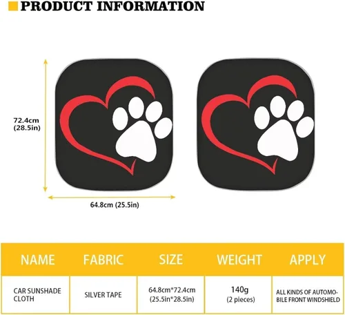 Miniatura 5 de Parasoles para parabrisas de automóvil con estampado de patas de perro, bloquea rayos UV, mantiene tu vehículo fresco, cubierta plegable para auto
