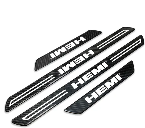 iPick Image Para HEMI Logo Negro Real Fibra de Carbono Universal Protector de Paso Protector de Escalón Placas un Conjunto de 4