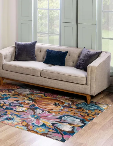 Miniatura 3 de Unique Loom Blossom Collection - Alfombra rectangular (2 x 3 pies, rectangular, multicolor y negro)