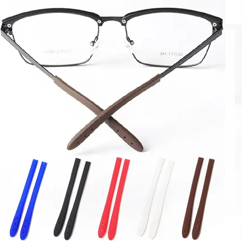 Miniatura 7 de Puntas de extremo de las patillas para lentes antideslizantes, funda de tubo de silicona suave, retenedores de repuesto para patas planas de metal 8