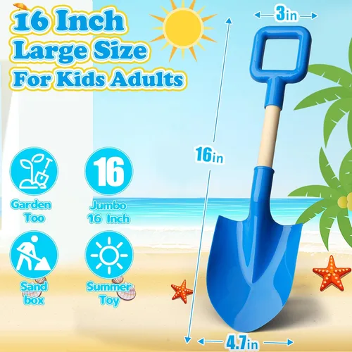 Miniatura 3 de Umnodobn Juguetes de arena de playa, palas de 16 pulgadas para niños y adultos, herramientas de jardinería con pala de pala, kit de caja de arena
