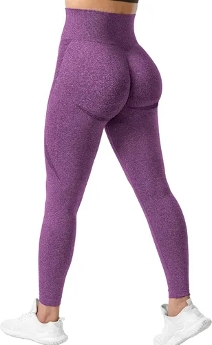 Miniatura 3 de YEOREO Leggings de entrenamiento sin costuras para mujer, pantalones de yoga con contorno de sonrisa de cintura alta