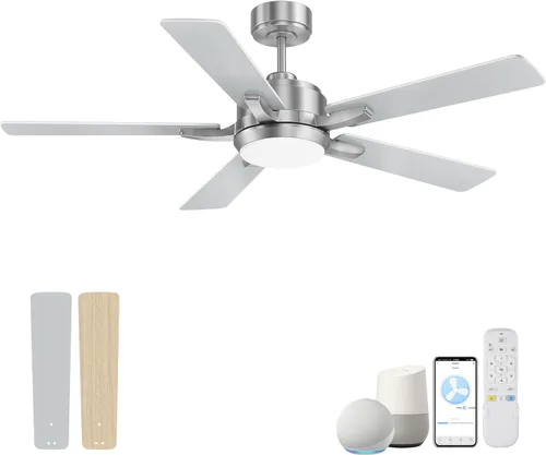 Miniatura 10 de Ventilador de techo inteligente de perfil bajo de 42 pulgadas con luces y control remoto, motor DC silencioso, control de voz WiFi a través de Oro