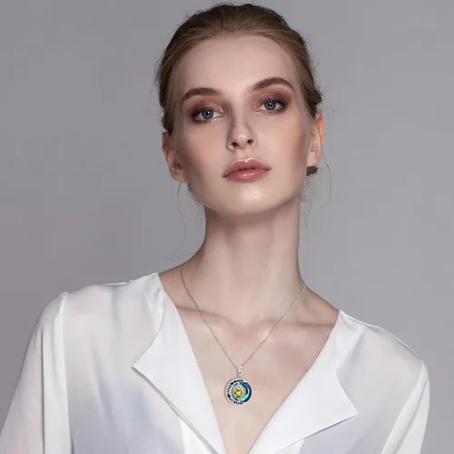 Miniatura 69 de Collares de cristal para mujer, regalos para aniversario de esposa, regalos de cumpleaños para mujeres, collar de zafiro azul con la frase "I Love