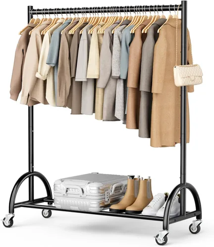 Miniatura 11 de MISSLO Perchero de ropa resistente con ruedas para colgar ropa, abrigos, ropa, vestidos, dorado