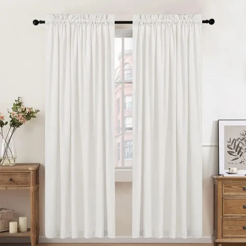 Miniatura 45 de SMILETIME - Cortinas de terciopelo blanco con bolsillo para barra, aisladas térmicamente, suaves, con filtro de luz y privacidad, para dormitorio
